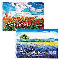 Альбом для рисования, А4, 48 л., гребень, обложка картон, BRAUBERG, 205х290 мм, "Летний пейзаж" (2 вида), 106328