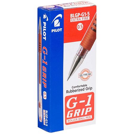 Ручка гелевая Pilot "G-1 Grip" красная, 0,5мм, грип 