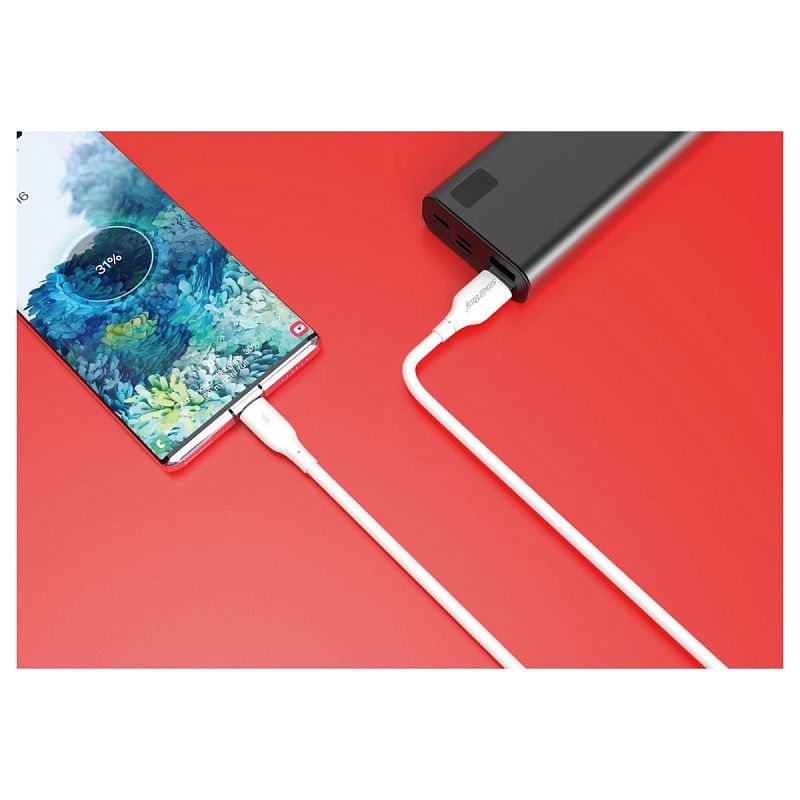 Кабель Smartbuy S25, USB - micro-USB, 3A output, оплетка TPE, 1м, белый