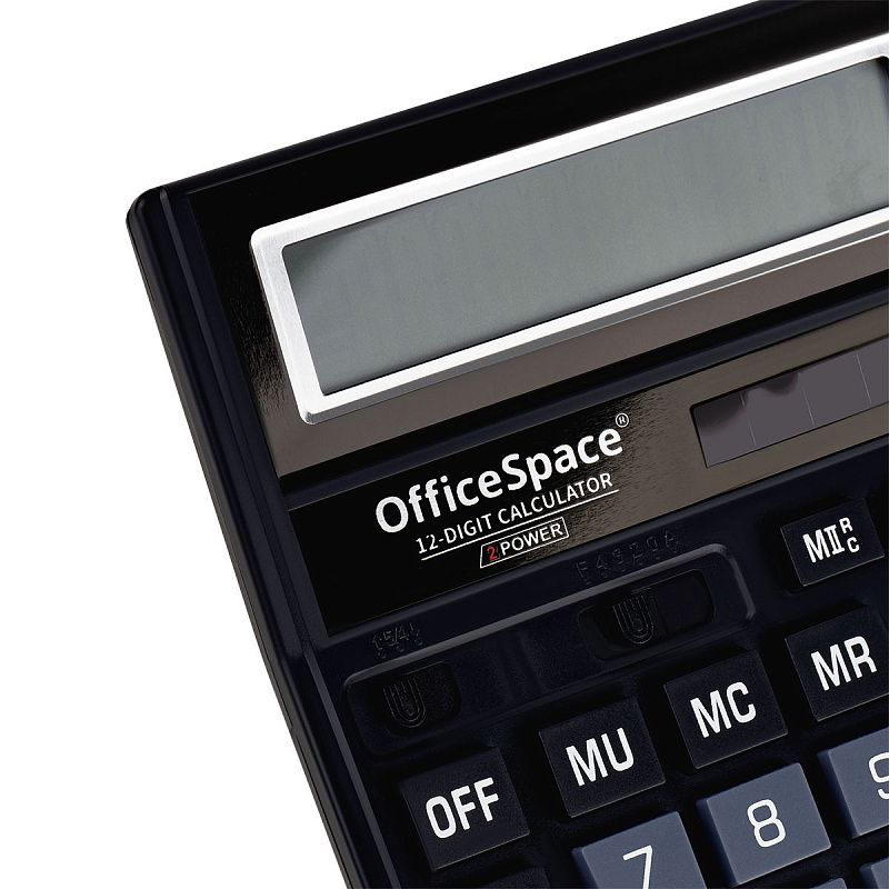 Калькулятор настольный OfficeSpace, 12 разрядов, двойное питание, 143*190*29мм, черный