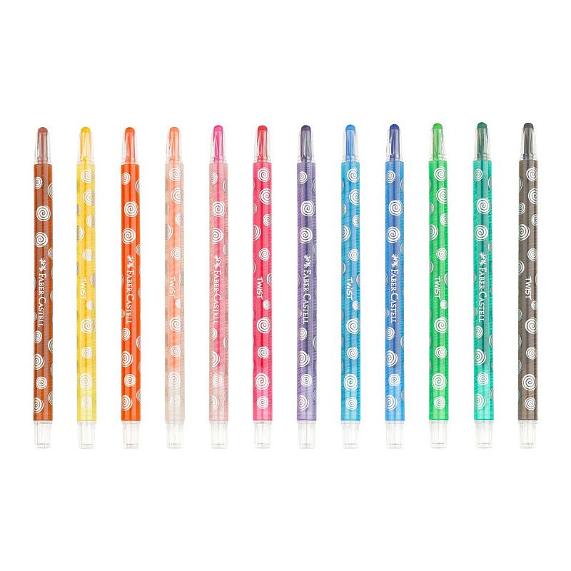 Карандаши восковые Faber-Castell, 12цв., выкручивающийся стержень, картон. упаковка, европодвес