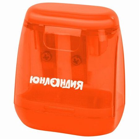Точилка с контейнером для простых и утолщенных карандашей ЮНЛАНДИЯ "СУНДУЧОК", 2 отверстия, 272506 