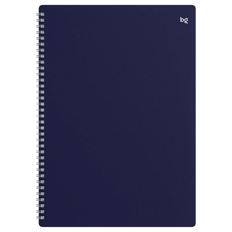Тетрадь 48л., А4 клетка на гребне BG "Base", пластиковая обложка, синий