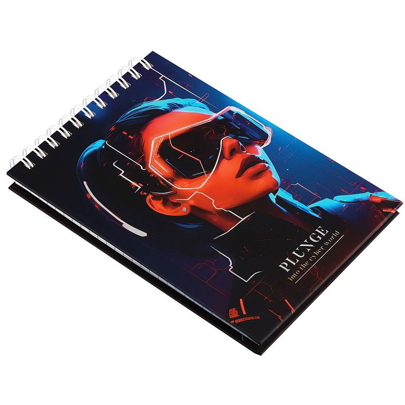 Блокнот А6 80л. на гребне BG "Cyber world", твердая обложка, матовая ламинация, тиснение фольгой