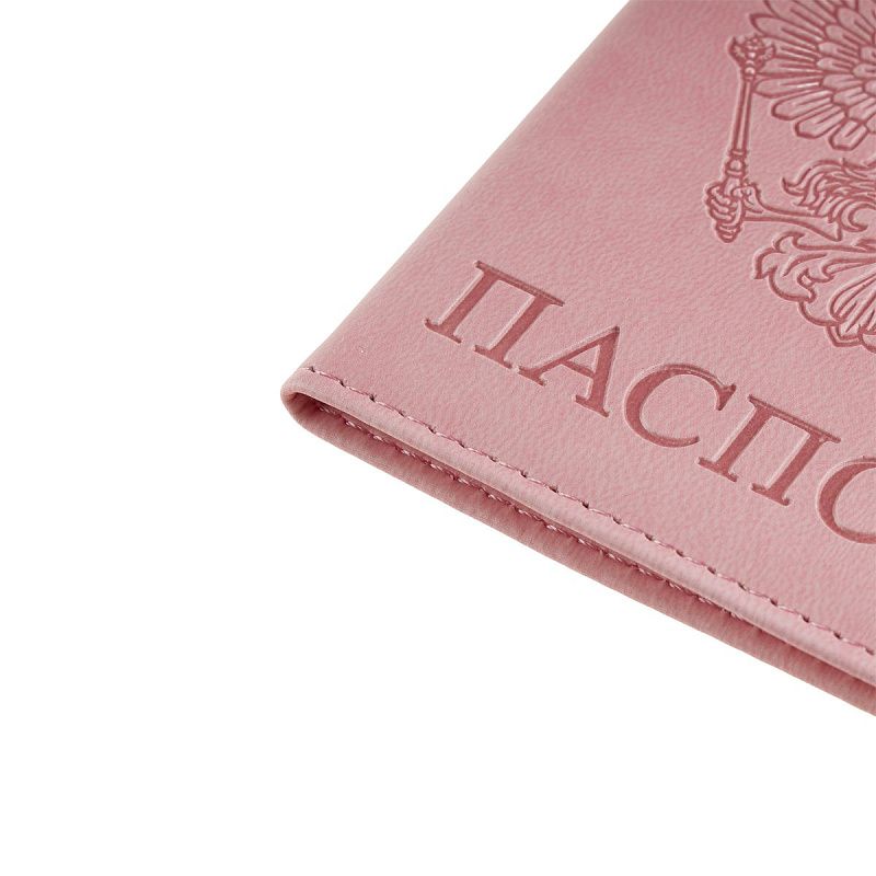Обложка для паспорта OfficeSpace экокожа, текстура гладкая, тиснение "Герб", подклад текстиль, розовый 