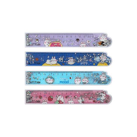 Линейка 15см MESHU "Bubble bunny" ПВХ с блестками, ассорти, европодвес 