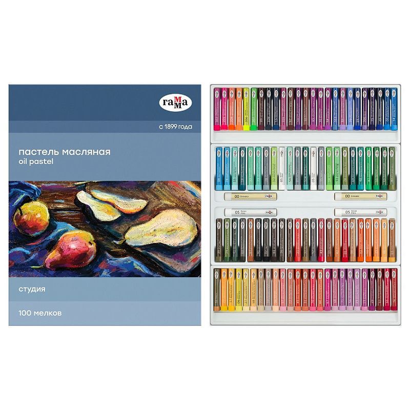 Пастель масляная Гамма "Студия", 100 мелков, картон.упак.