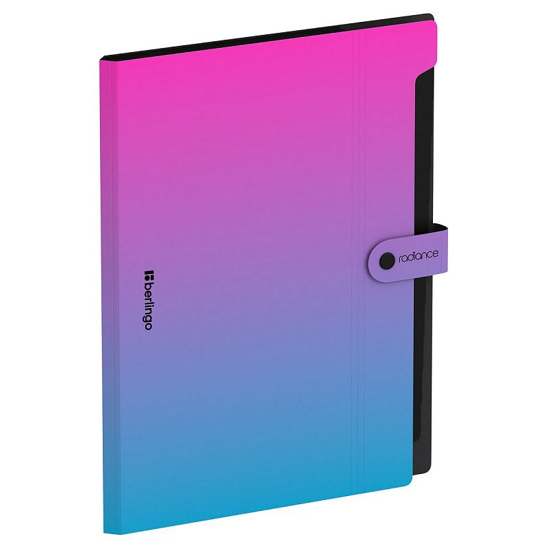Папка 12 отделений Berlingo "Radiance", А4, 600мкм, на кнопке, розовый/голубой градиент 