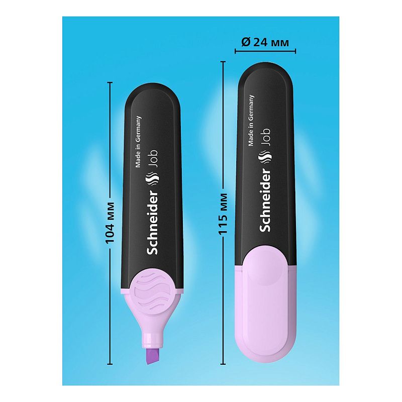 Набор текстовыделителей Schneider "Job" 04цв., пастельные ассорти, 1-5мм, прозрачный чехол/картонная упаковка 