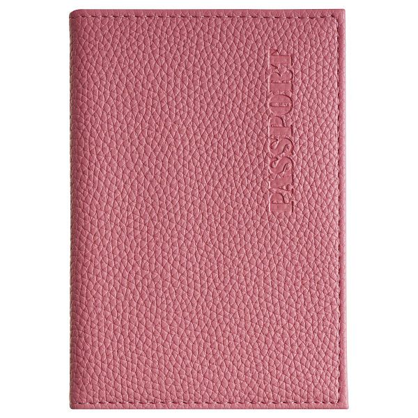 Обложка для паспорта OfficeSpace экокожа, текстура Флоттер, тиснение  "PASSPORT", подклад текстиль, розовый
