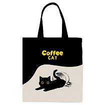 Сумка-шоппер MESHU "Coffee Cat", 33*40см, канвас, с карманом