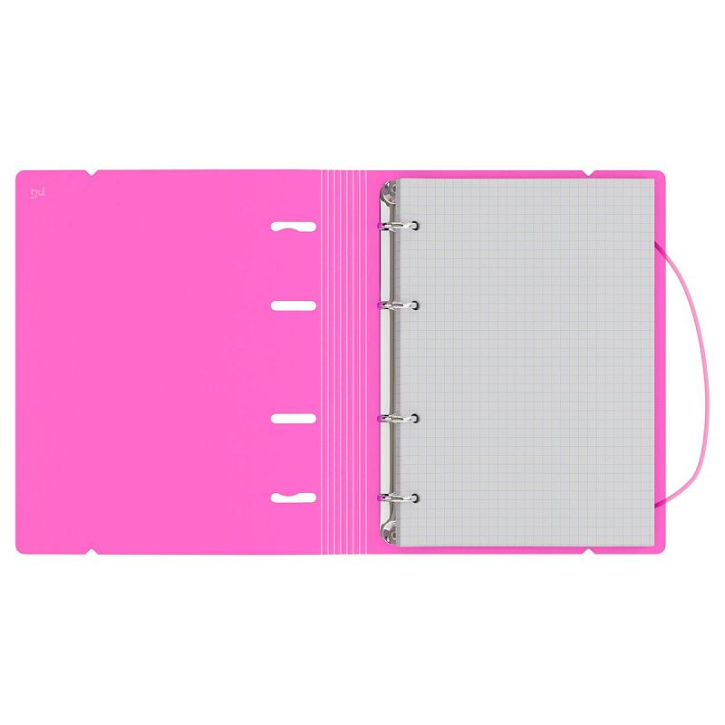 Тетрадь на кольцах А5, 120л., BG "Neon", пластиковая обложка, розовый, с резинкой