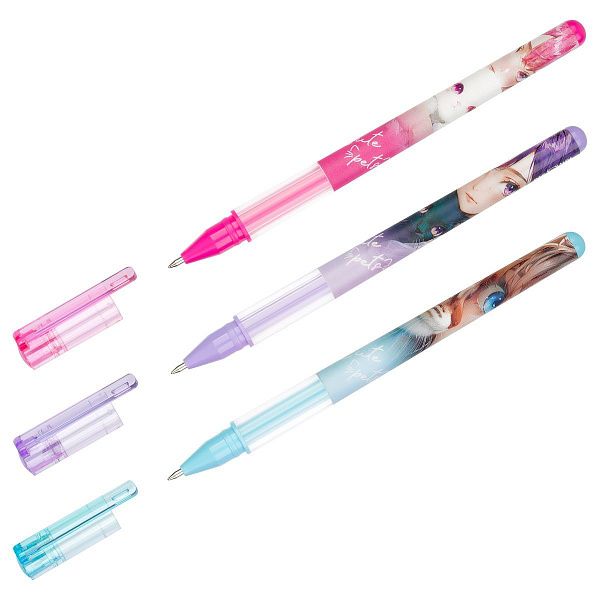 Ручка шариковая MESHU "Anime girls" синяя, 0,7мм, грип, корпус ассорти