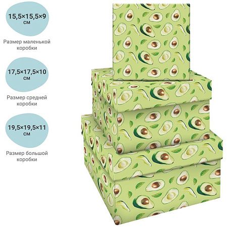 Набор квадратных коробок 3в1, MESHU "Avocado", (19,5*19,5*11-15,5*15,5*9см)