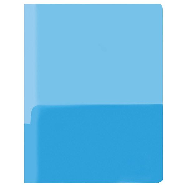 Папка-уголок СТАММ А4, 180мкм, 2 внутренних кармана, прозрачная синяя