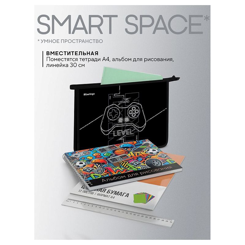 Папка для тетрадей 1 отделение, А4 Berlingo "Stream rider", 340*245*40 мм, пластик, на молнии 