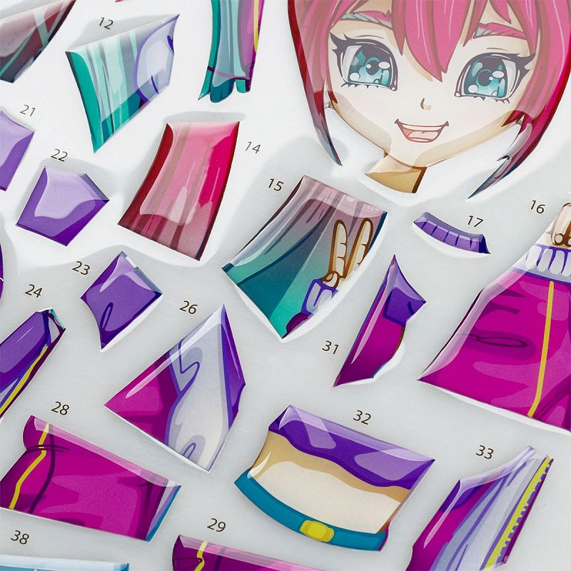 Аппликация наклейками ТРИ СОВЫ "Аниме", А4, 1 основа, объемные наклейки, картонный конверт