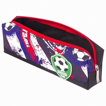 Пенал ЮНЛАНДИЯ, 1 отделение, полиэстер, "Football", черный, 19х4х6 см, 270269 