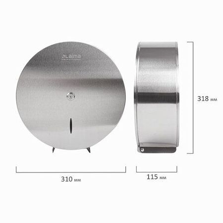 Диспенсер для туалетной бумаги LAIMA PROFESSIONAL INOX, (Система T1) БОЛЬШОЙ, нержавеющая сталь, матовый, 605700 