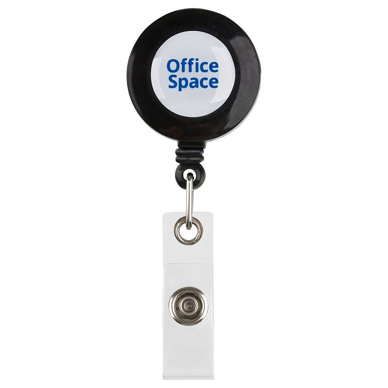 Держатель-рулетка для бейджей OfficeSpace, 75см, петелька, клип, черный, блистер