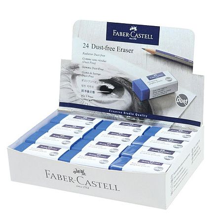 Ластик Faber-Castell "Dust-Free", прямоугольный, картонный футляр, 45*22*13мм, синий 