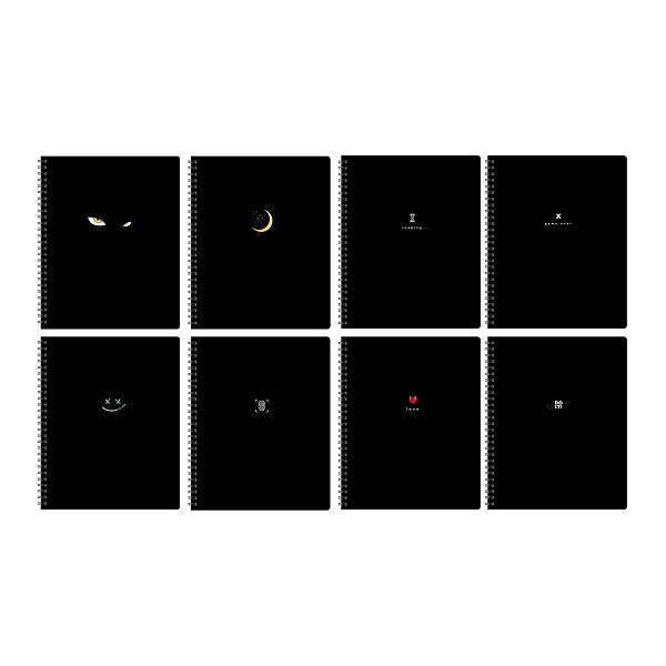 Тетрадь 80л., А5, клетка на гребне BG "In black", выб. лак, двойная обложка