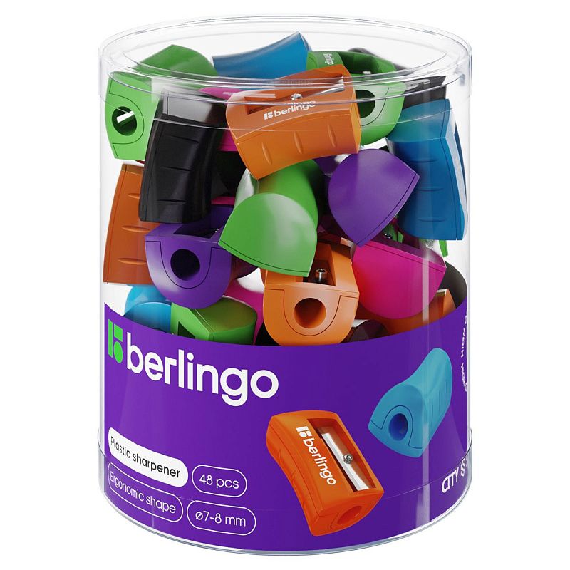 Точилка пластиковая Berlingo "City Style" 1 отверстие, ассорти 