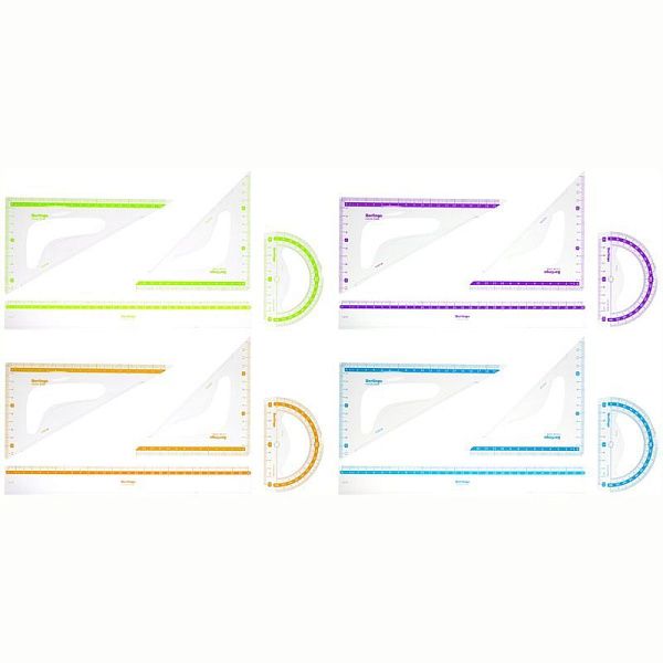 Набор чертежный большой Berlingo "Color" (треуг. 2шт., линейка 30см, транспортир), прозрачный