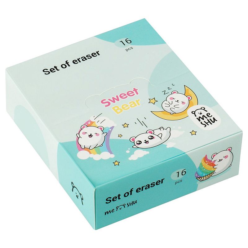 Набор ластиков MESHU "Candy Bear" 5шт., ПВХ, 20*15*9мм 