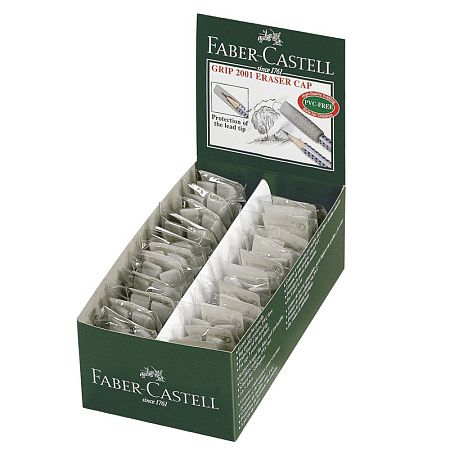 Набор ластиков-колпачков Faber-Castell "Grip 2001" 2шт., трехгранные, серые, пакет 