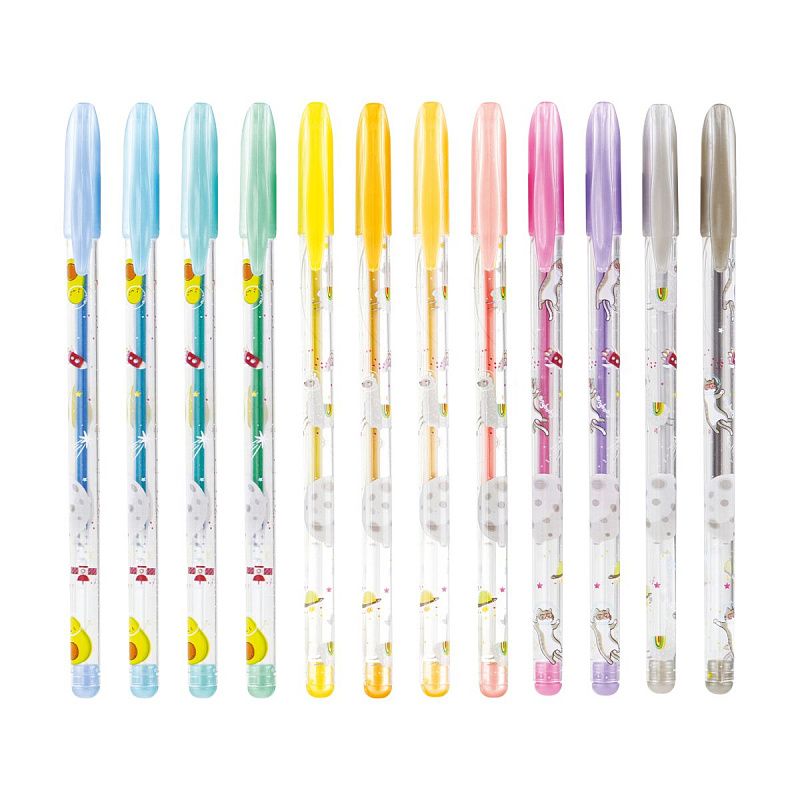 Набор гелевых ручек ArtSpace "Космические приключения" 12цв., 1,0мм, металлик, ПВХ чехол 