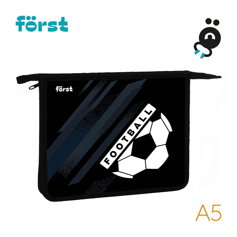 Папка для тетрадей 1 отделение, А5 Först "Football", 240*205*40мм, пластик, на молнии 