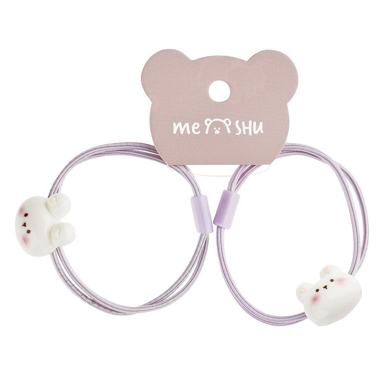 Резинки для волос MESHU, тонкие с топпером, ассорти, 2шт., диаметр 5см, европодвес