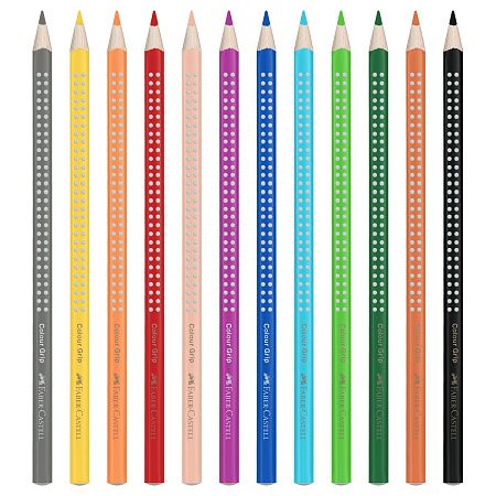 Карандаши цветные Faber-Castell "Grip", 12цв., трехгран., заточен., картон, европодвес