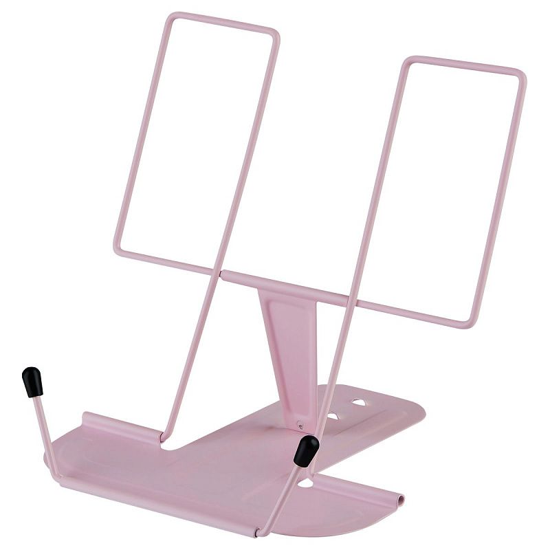 Подставка для книг СТАММ, металлическая, с упором, розовая 