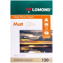 Фотобумага А4 для стр. принтеров Lomond, 120г/м2 (100л) матовая односторонняя