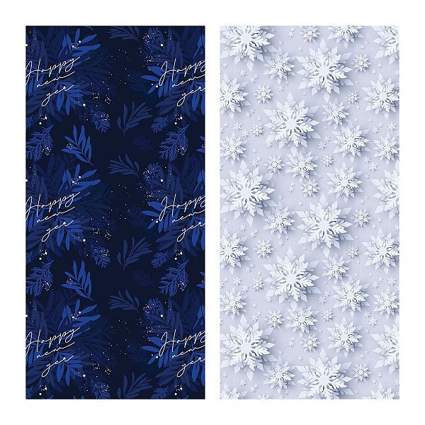 Упаковочная бумага глянц. 70*100см, MESHU "Snowfall", 80г/м2, ассорти 2 дизайна