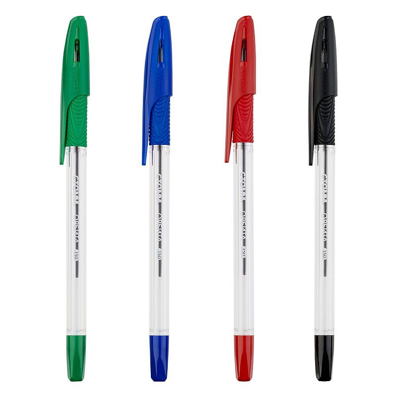 Набор шариковых ручек СТАММ "Орбита 150" 4шт., 4цв., 0,7мм, пакет с европодвесом 