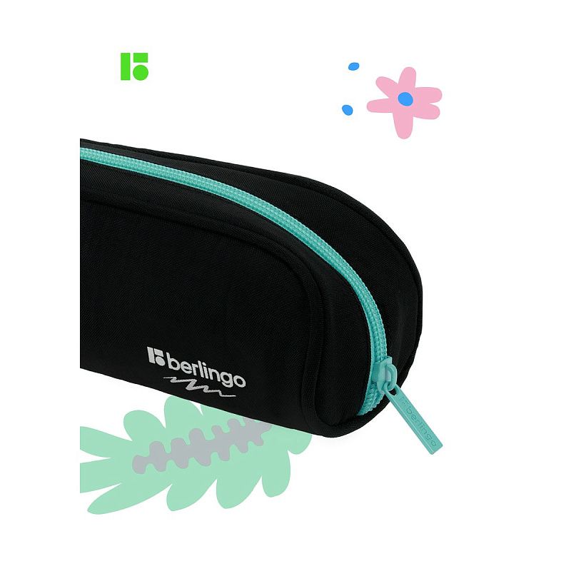 Пенал-косметичка 1 отделение, 220*75*55 Berlingo "Blue zip", полиэстер 