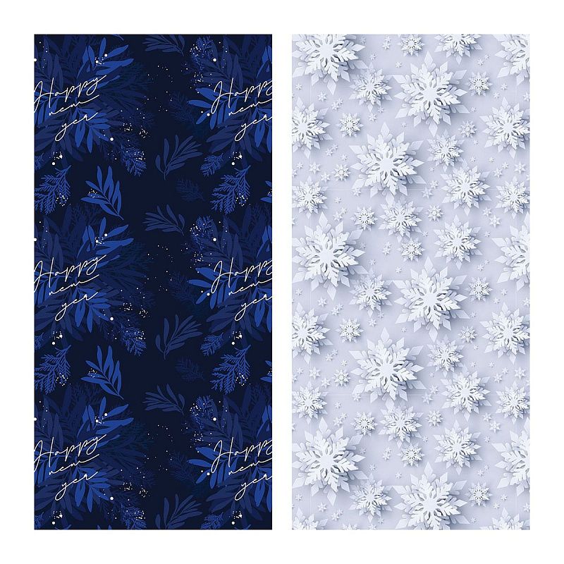 Упаковочная бумага глянц. 70*100см, MESHU "Snowfall", 80г/м2, ассорти 2 дизайна