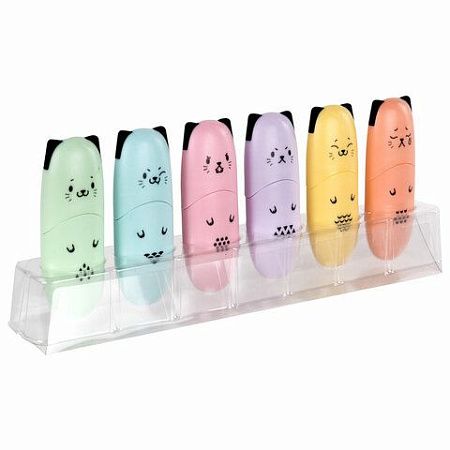 Набор текстовыделителей мини 12 ЦВЕТОВ BRAUBERG KIDS "CUTE CATS", линия 1-5 мм, 152437 