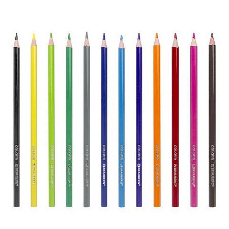 Карандаши цветные BRAUBERG PREMIUM, 12 цветов, пластиковые, шестигранные, грифель мягкий 3 мм, 181666