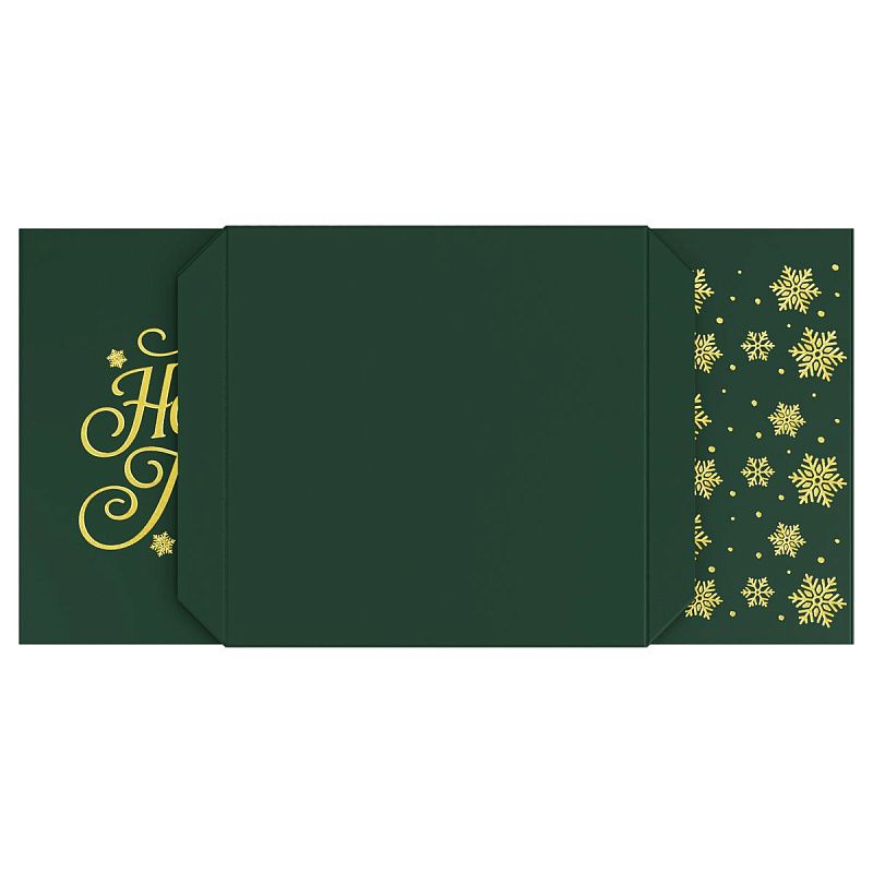Коробка складная подарочная MESHU "Новогодняя классика", зелен, (28*28*28см), с лентой, отд фольгой