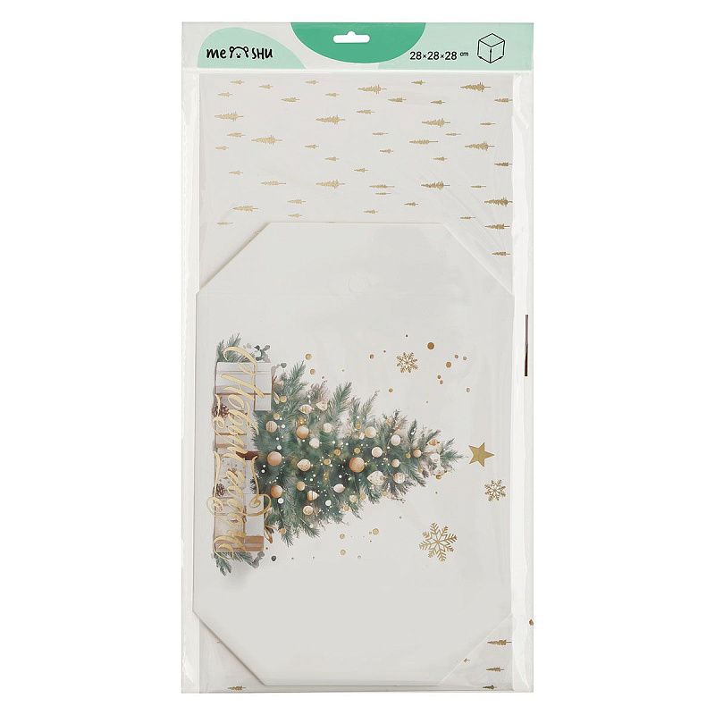 Коробка складная подарочная MESHU "Новый год", (28*28*28см), отд фольгой