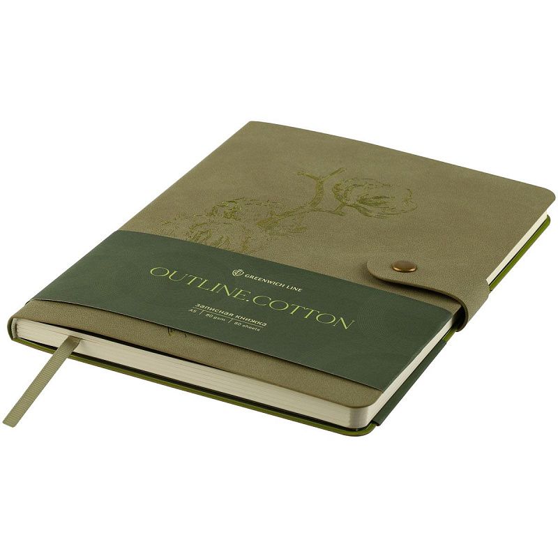 Записная книжка А5 80л., ЛАЙТ, кожзам, Greenwich Line "Outline. Cotton", с замком, тиснение фольгой, внутренний карман, блок в точку