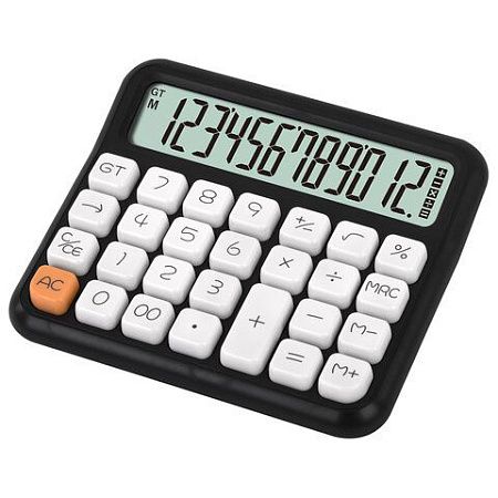 Калькулятор настольный BRAUBERG KW-1000-BK (152x132 мм), 3D кнопки, 12 разрядов, черный, 272956