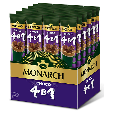 Кофе растворимый Monarch "Choco", с какао-порошком, 4в1, порционный 24 пакетика*13,5г