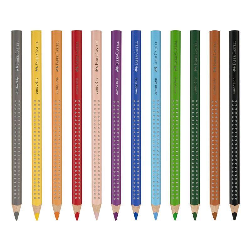 Карандаши цветные Faber-Castell "Jumbo Grip", 12цв., трехгран., утолщен., заточен., картон, европодв