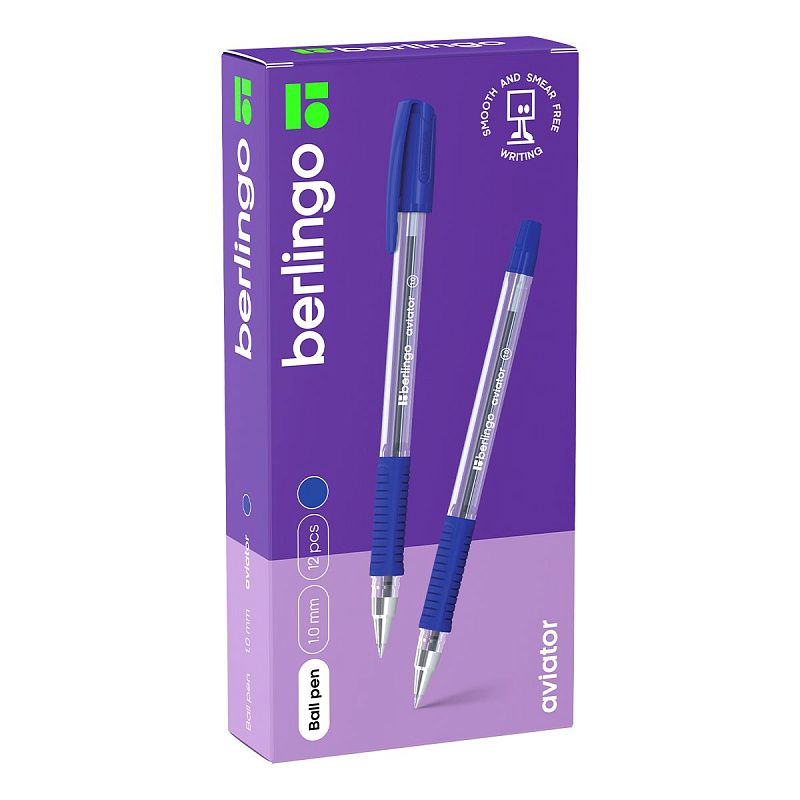 Ручка шариковая Berlingo "Aviator" синяя, 1,0мм, грип 
