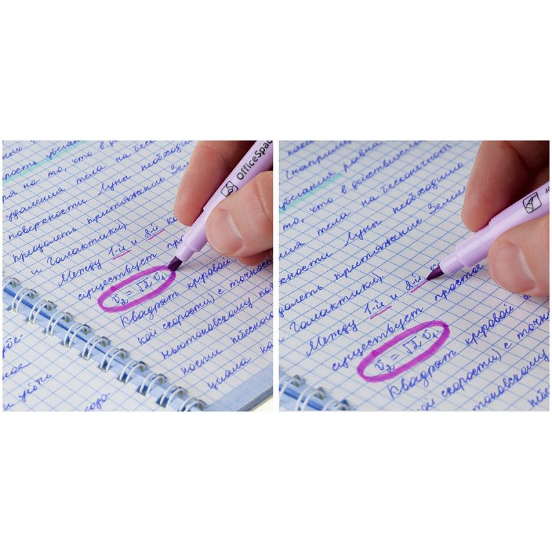 Набор текстовыделителей двусторонних OfficeSpace "Dual line" 6цв., пастельные, 1/1-3мм, чехол с европодвесом 